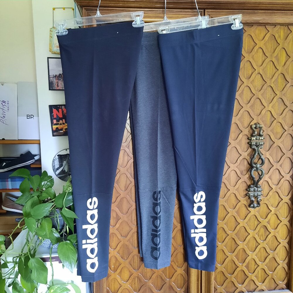 ADIDAS Women's Essentials Linear Tights with Logo Graphic - Size M, Lot of 3!!